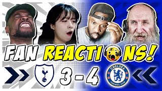 SPURS FANS IN AGONY 😣 REACTION TO TOTTENHAM 34 CHELSEA  PREMIER LEAGUE FAN REACTIONS [upl. by Anneis]