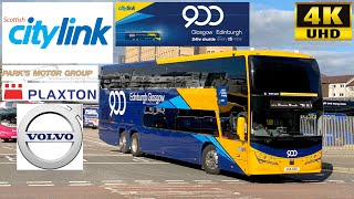 Scottish Citylink 900 Edinburgh to Glasgow Plaxton Panorama Bodied Volvo B11RLET Coach HSK656 [upl. by Idnak974]