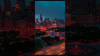 Chicago skyline at night [upl. by Yetsirhc]