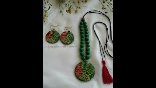 Diy how to make trendy very easy clay necklace at home using moulditmsealshilpkarair dry clay [upl. by Lisk683]