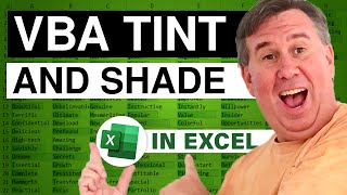 Excel  Tint amp Shade in Excel VBA Create 1200 Custom Colors Using Theme Colors  Episode 1211217 [upl. by Atteinotna]