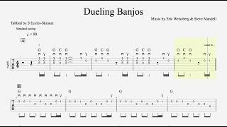 Dueling Banjos  Simple Arrangement  Easy Guitar Tab  Playthrough amp Backing Track [upl. by Aronel]