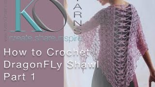 How to Crochet Dragonfly Shawl Part 1 DIY [upl. by Karleen]