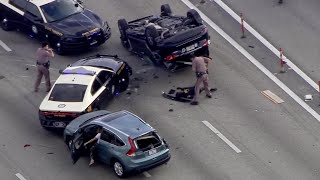 Florida police chase ends with violent rollover crash juveniles arrested on highway [upl. by Marrilee]