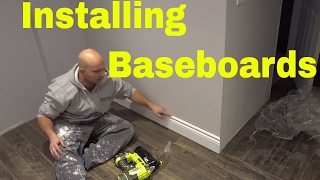 Installing Baseboards With A Finish NailerDIY Tutorial [upl. by Enawd818]