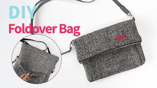 DIY foldover bagHow to sew a crossbody bag폴드오버 크로스백fold over bag tutorial심플가방 [upl. by Aivataj]