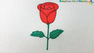 Rose flower drawing techniques 🌷🌷 গোলাপ ফুল আঁকানোর কৌশল 🌷🌷 Easy Painting [upl. by Emoryt]