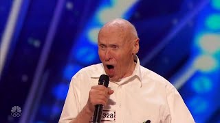 82 Year Old John Hetlinger Full Audition Covers Drowning Pools Bodies on Americas Got Talent [upl. by Llezom]