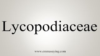 How To Say Lycopodiaceae [upl. by Ettenna447]