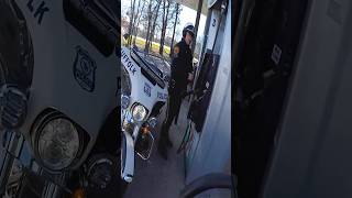 Biker stops cop from putting the wrong fuel in his motorcycle 😅 kenny1020304050 [upl. by Eznyl]