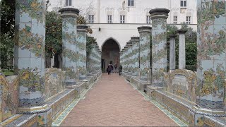 Cortile Santa Chiara Napoli  The Santa Chiara cloister Naples [upl. by Dnomed613]