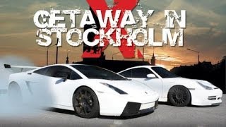 Getaway In Stockholm 10  Lamborghini Gallardo and Porsche GT3 Illegal Street Race [upl. by Enilrahc]