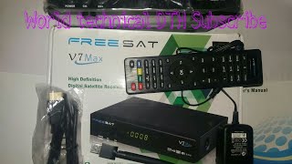 FREESAT V7MAX AUTOROLL POWERVU amp BISS KEY SET TOP BOX UNBOXING [upl. by Sonaj]