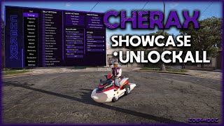 GTA ONLINE CHERAX MODMENU SHOWCASE  UNLOCKALL  UNDETECTED PCGTA [upl. by Eiznikam]