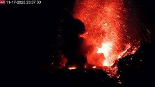 Beautiful nighttime strombolian eruption at Semeru Volcano Indonesia Nov 17 2023 [upl. by Maurie]