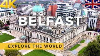 🇬🇧 BELFAST by Drone  City centre Aerial Footage  Northern Ireland UK  4K video [upl. by Mun]