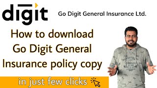 How to download Go Digit General Insurance policy copy online in just few clicks  easy way  Hindi [upl. by Elik]