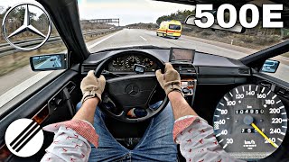 MercedesBenz W124 500E TOP SPEED DRIVE ON GERMAN AUTOBAHN🏎 [upl. by Berry]