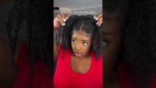 Here’s how to do the “no leave out” v part wig method on short hair❗curlymehair hair vpartwig [upl. by Yelkrab]