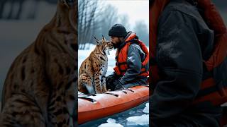 Rescue Mission of Lynx Cubs Trapped in Net  Brave Rescuer in Actionshortsforyoulynx [upl. by Aikehs964]