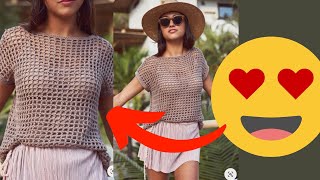 COMO tejer una blusa o remera a crochet para mujer 💃1 [upl. by Gunilla]