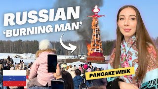 MASLENITSA IN RUSSIA 🥞 Pancake week ends with fire [upl. by Anomar]