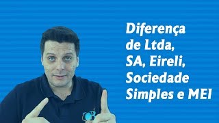 Entenda a diferença de Ltda SA Eireli Sociedade Simples e MEI [upl. by Aurea]