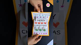 DIY Christmas popup card  Christmas greeting card  Merry Christmas card shorts diy [upl. by Liba504]