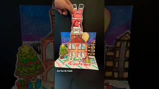 Drawing Santa Stuck In a Chimney  Make Christmas Pop Up Card  DIY 3D Christmas Card shorts [upl. by Nnaasil]