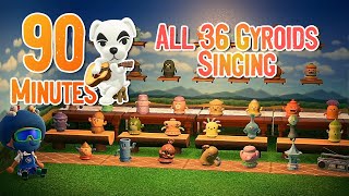 1 Hour of All 36 Gyroids Singing Calm Music  Animal Crossing New Horizons KK Slider Rendition [upl. by Ayahc]