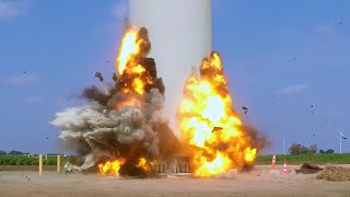 Felling of a Thermally Damaged Wind Turbine  Controlled Demolition Inc [upl. by Maccarone]