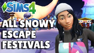 Complete Guide To Every Snowy Escape Festival  The Sims 4 [upl. by Atalee]