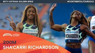 ShaCarri Richardson wins 200m in 2235  Ostrava Golden Spike Continental Tour Gold [upl. by Evelin]