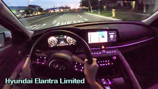 2021 Hyundai Elantra Limited POV Night Drive  BEST Compact Sedan at Night [upl. by Adlanor]