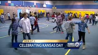 Lenexa kids celebrate Kansas Day with square dance [upl. by Nodyroc]