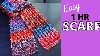 Crochet Scarf for Beginners Take 6  Easy Pattern to Crochet Scarf in 1 Hour [upl. by Chrystal]