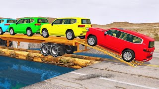 Toyota Cars vs Train  Truck Man Flatbed vs Train Beamngdrive 100 [upl. by Anerual]