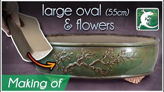 Making of a big oval bonsai pot with clay 🌸 [upl. by Einnig]