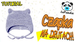 PROSTA CZAPKA NA DRUTACH DLA NIEMOWLAKA 1 Jak zrobić  LaPanda EASY KNITTED BABY HAT [upl. by Gerard]