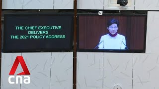 Hong Kong leader Carrie Lam unveils final policy blueprint of her current term [upl. by Kcinomod]