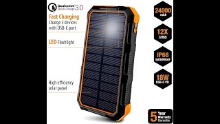 ToughTested  24000 mAh Solar Charger – Portable Solar Powerbank with Power Delivery Fast Charging [upl. by Oinotna]