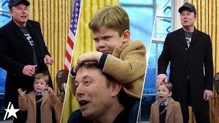 Elon Musk’s Son X Æ AXii Steals Spotlight During Oval Office Meeting w Donald Trump [upl. by Bozuwa442]