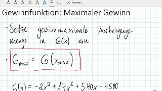 Maximaler Gewinn Gewinnmaximum [upl. by Orimlede4]