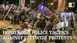 Hong Kong Police tactics against citywide protests [upl. by Lenard]