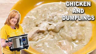 Easy Crockpot CHICKEN amp DUMPLINGS A Slow Cooker Chicken Dinner [upl. by Obmar]