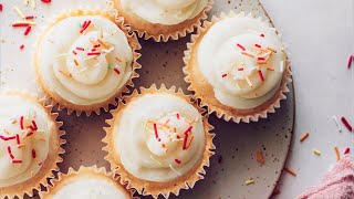 Easy Vegan Vanilla Cupcakes GlutenFree  Minimalist Baker Recipes [upl. by Dlorrej]