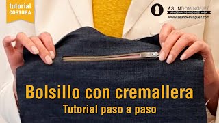 Coser bolsillo con cremallera  Tutorial costura muy fácil y rápido [upl. by Pirozzo]