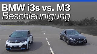 BMW i3s vs M3  BeschleunigungDrag Race  Test [upl. by Enohpets]