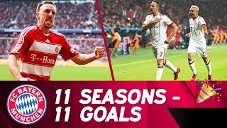 11 Seasons 11 Goals  Franck Ribérys Best FC Bayern Goals 🔴⚪ [upl. by Zehe]