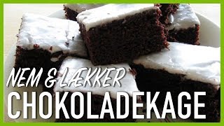 Chokoladekage m hvid glasur  Chokoladekage uden æg  Klassenstimekage [upl. by Neltiac505]